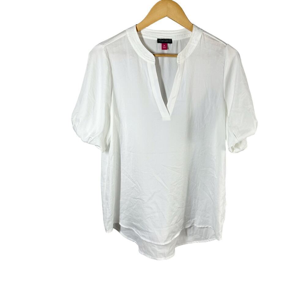Vince Camuto  Quarter Puff Sleeve Blouse New Ivory Casual Minimalist